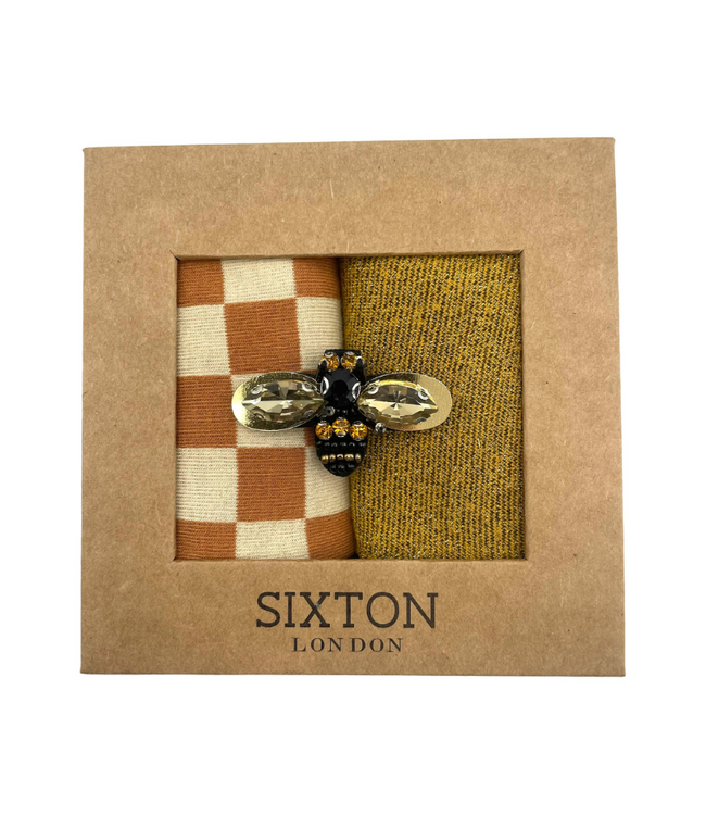 Gold Tokyo & Amber Checkerboard Duo Sock Box