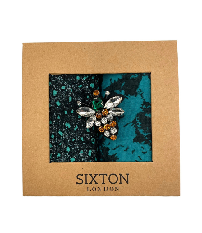 Turquoise Oslo & Lux Turquoise Cheetah Duo Sock Box