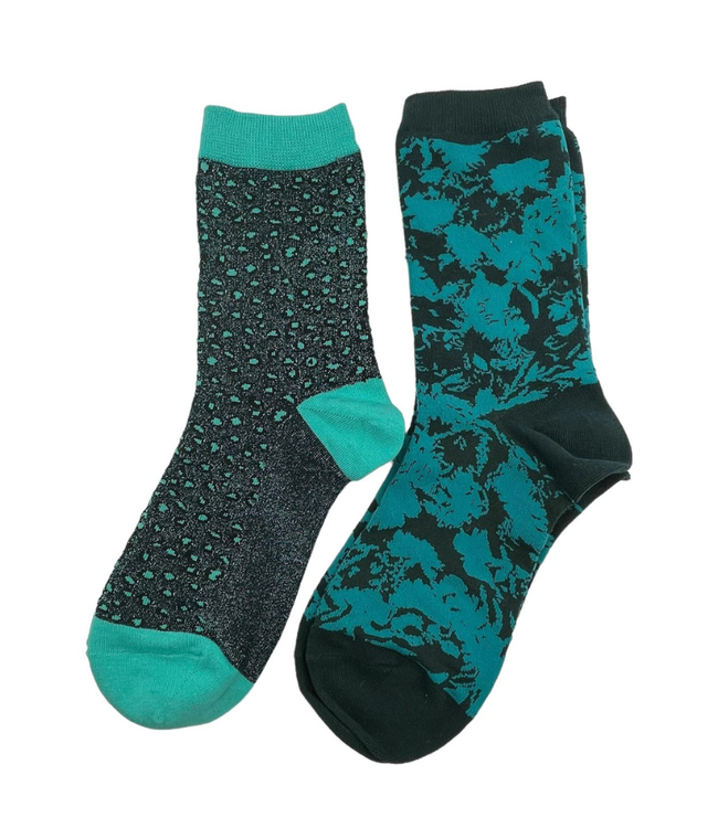 Turquoise Oslo & Lux Turquoise Cheetah Duo Sock Box