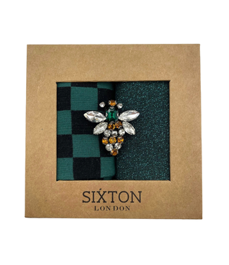 Teal Tokyo & Teal  Checkerboard Duo Sock Box