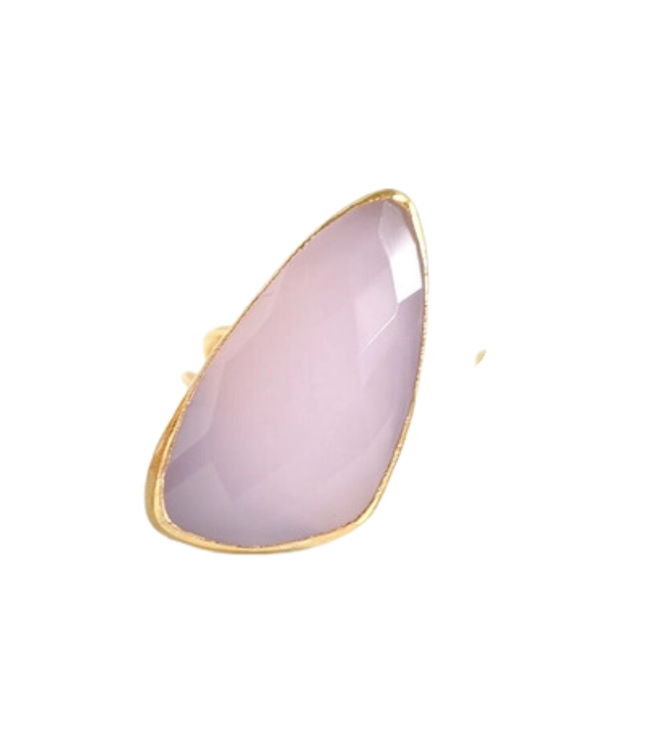 Kite Shaped Stone Ring Rose Quartz