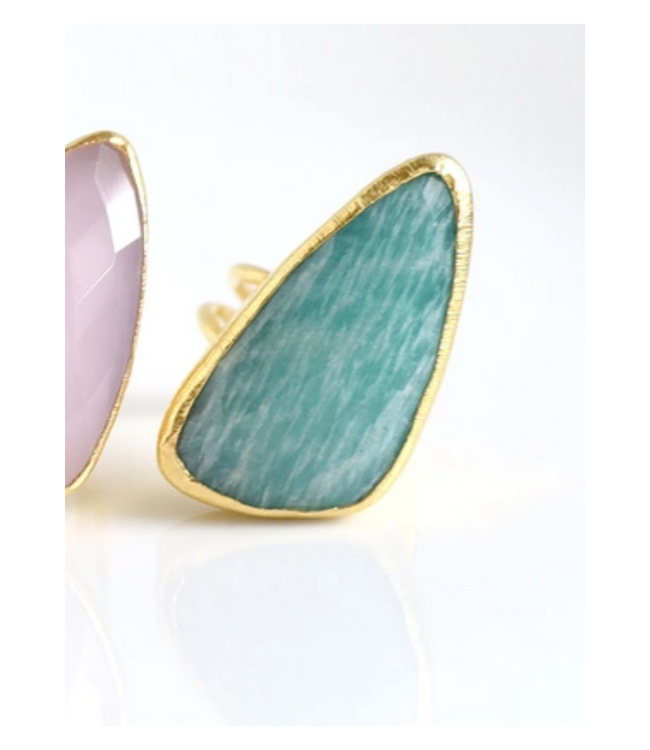 Kite Shaped Stone Ring Amazonite