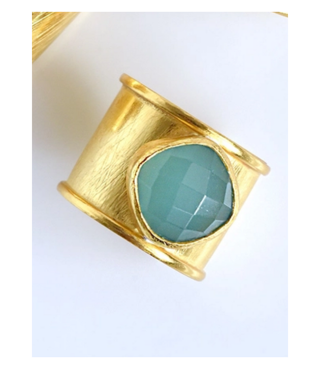 Cuff Ring with Gemstones Amazonite