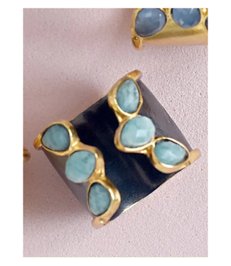 Felix Two Tone Cuff Ring Turqoise