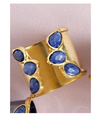 Felix Multi Gemstone Cuff Ring Sapphire