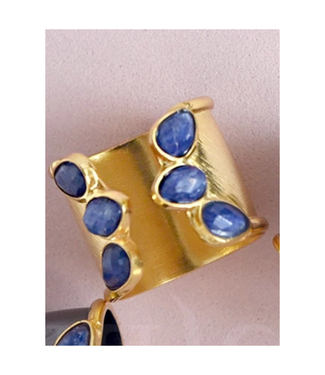 Felix Multi Gemstone Cuff Ring Sapphire