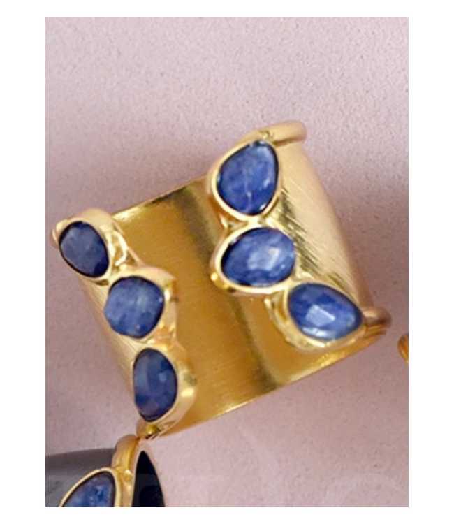Multi Gemstone Cuff Ring Sapphire