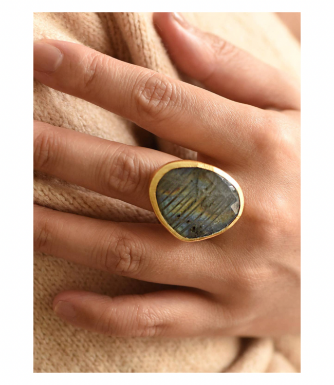 Cuff Ring with Gemstones Tiger Eye