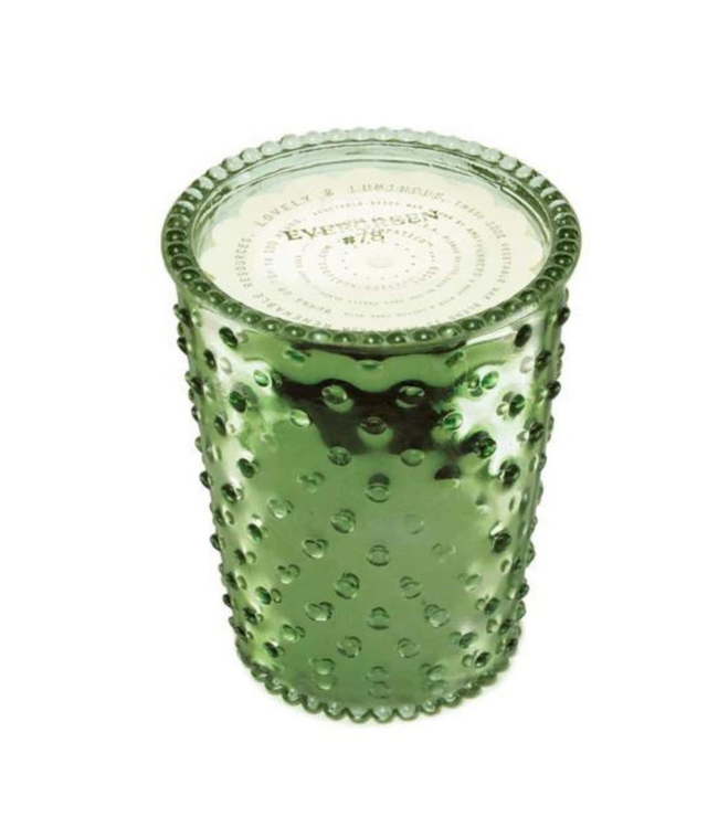 Hobnail Candle-Chrome Evergreen