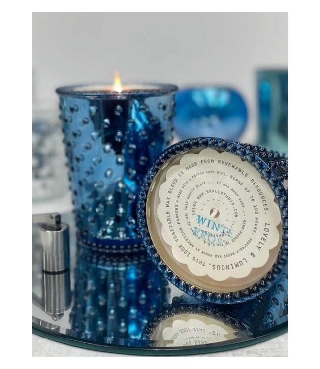 Hobnail Candle-Chrome Winter Frost
