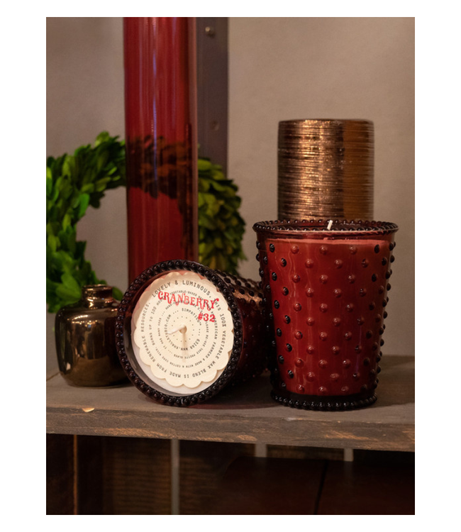 Hobnail Candle-Cranberry