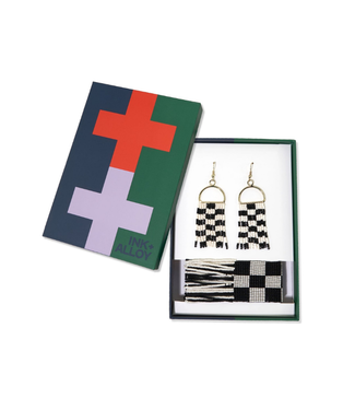 Ink + Alloy Allison+ Olive Earrings and Bracelet Set-Black/White