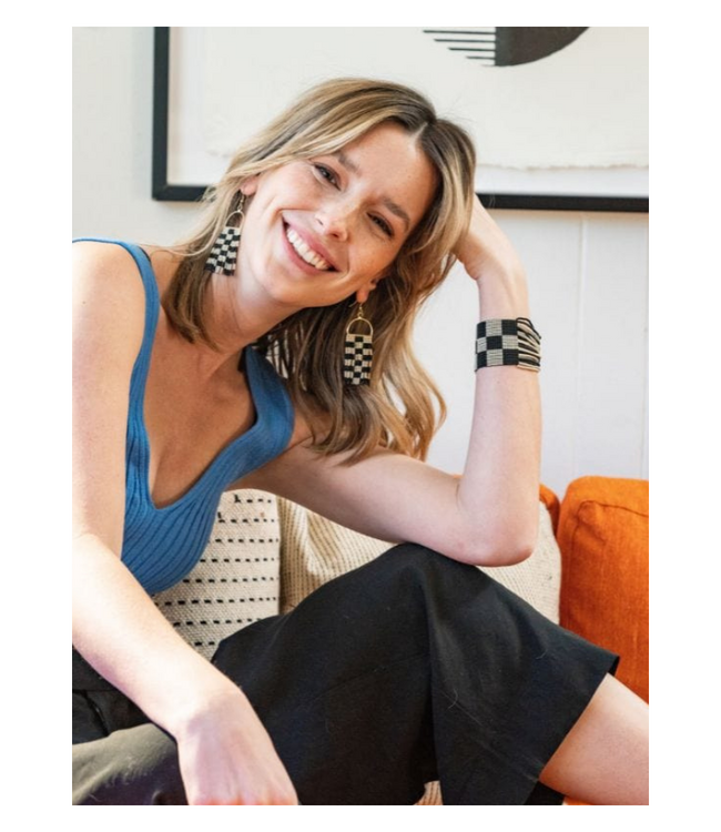 Allison+ Olive Earrings and Bracelet Set-Black/White