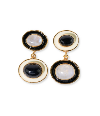 Ink + Alloy Betty Drop Earrings-Black+White