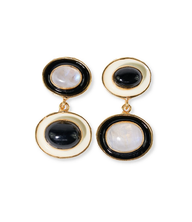 Betty Drop Earrings-Black+White