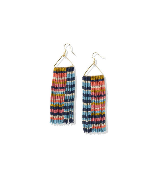 Brooke Fringe Earrings-Navy
