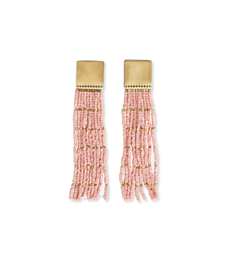 Harlow Fringe Earrings-Blush
