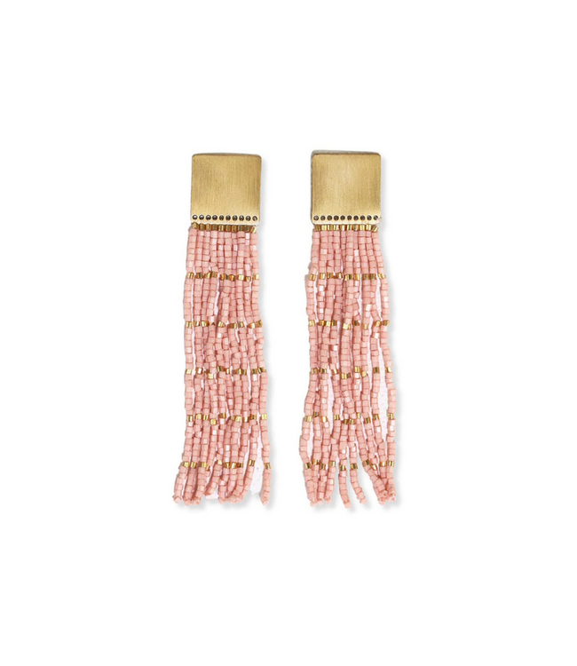 Harlow Fringe Earrings-Blush