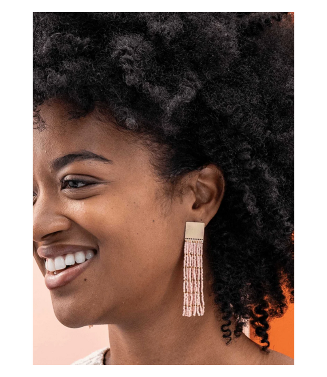 Harlow Fringe Earrings-Blush