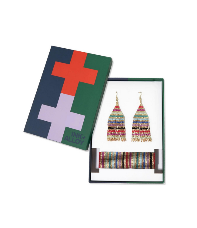 Lexie + Kenzie Earrings and Braclet Set-Mulitcolor