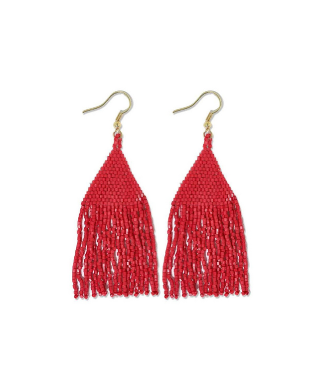 Lexie Solid Fringe Earrings -Scarlet Red
