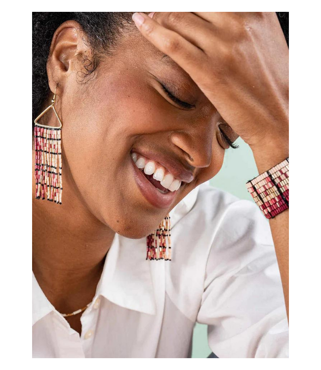 Patricia + Natalia Earrings and Bracelet Set- Maroon