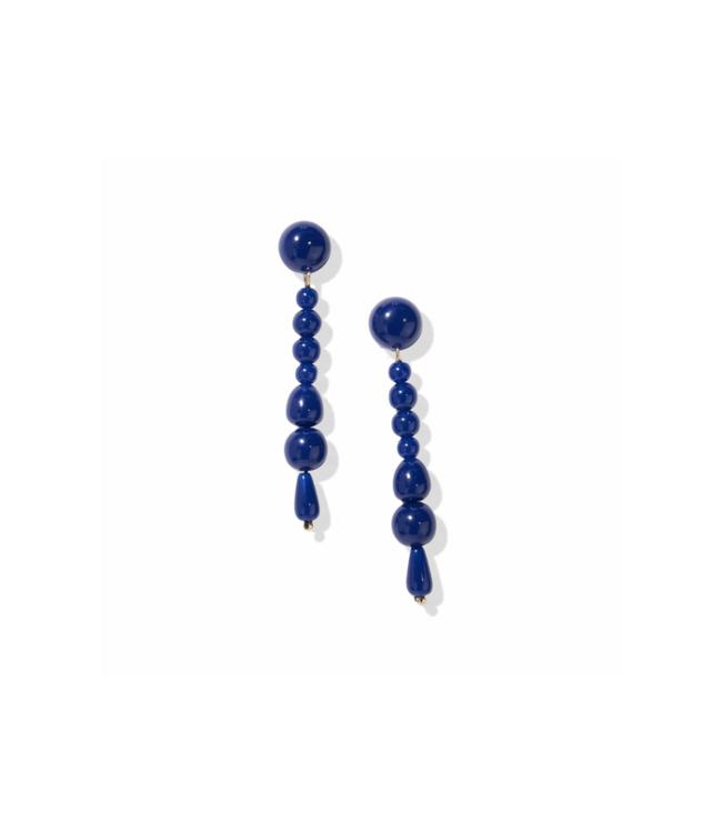Ink + Alloy Navy Long Drop Bead Earrings