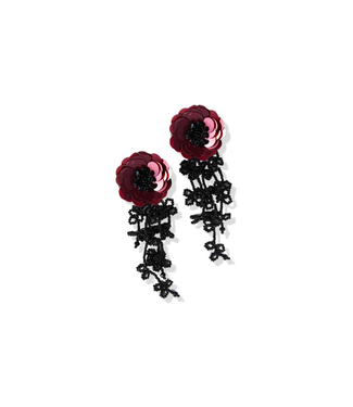 Ink + Alloy Tendril Flower Earrings-Ruby