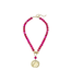 Gold Coin on Genuine Pink Peacock Agate Necklace