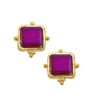 Madeline Fuscia French Glass Studs