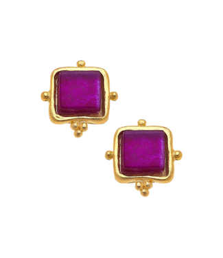 Susan Shaw Madeline Fuscia French Glass Studs