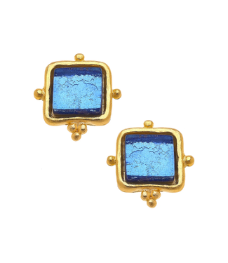 Susan Shaw Madeline Blue French Glass Studs