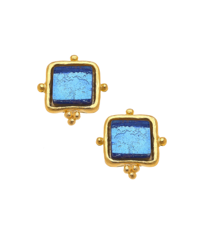 Susan Shaw Madeline Blue French Glass Studs