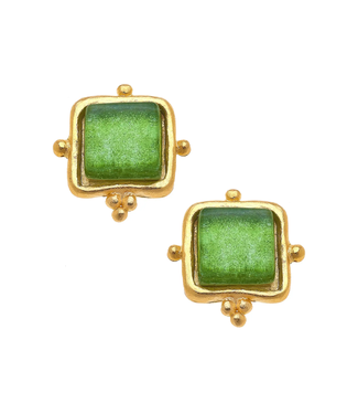 Madeline Green French Glass Studs