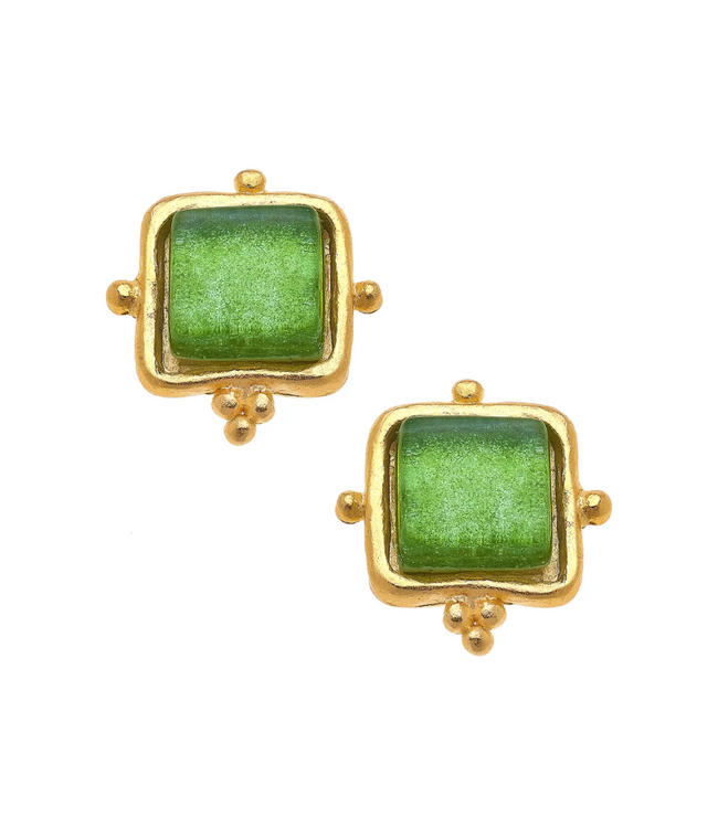 Susan Shaw Madeline Green French Glass Studs