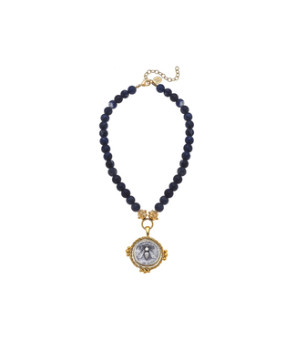 Susan Shaw Sodalite Bee Coin Necklace