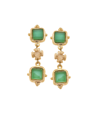 Susan Shaw Charlotte Green French Glass Tier Earrings