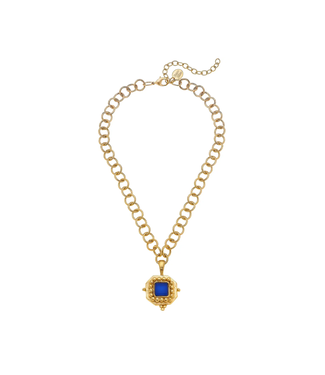 Susan Shaw Square Blue French Glass Necklace