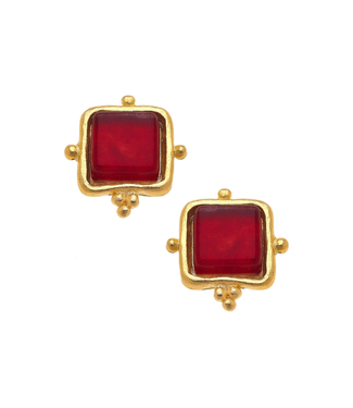 Susan Shaw Madeline Red French Glass Studs