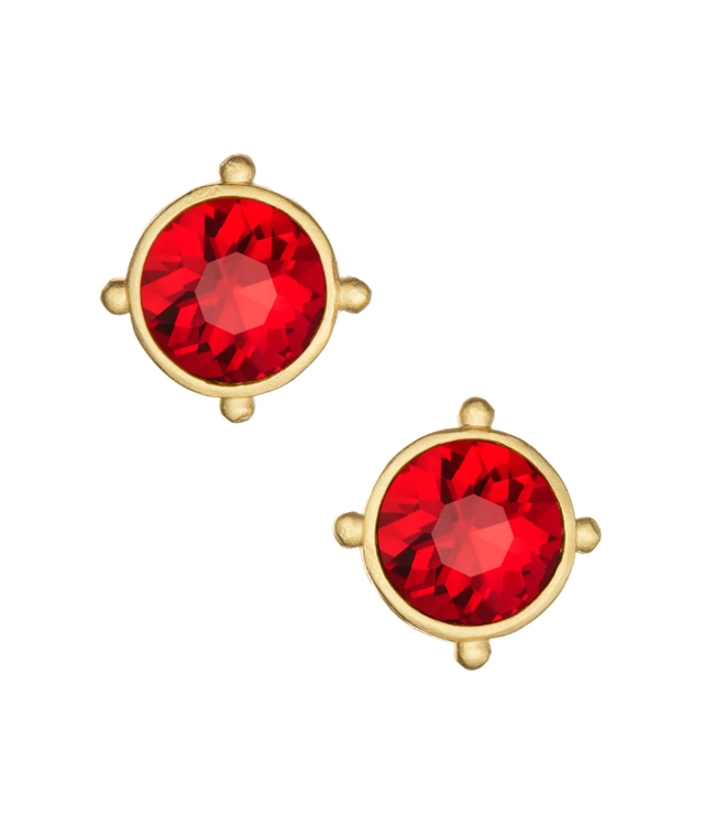 Susan Shaw Red Crystal Round Studs