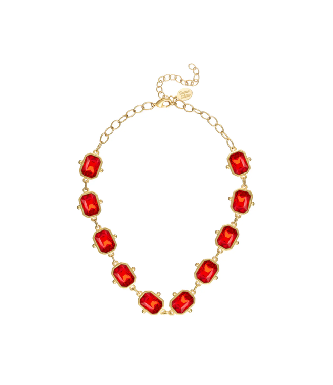 Susan Shaw Red Rectangle Crystal Choker Necklace