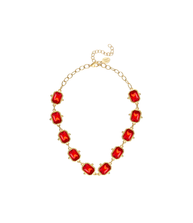 Susan Shaw Red Rectangle Crystal Choker Necklace