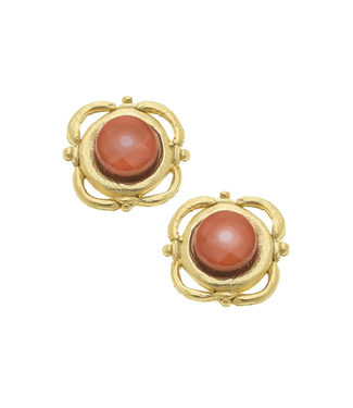 Susan Shaw Gold with Pink Coral Clip Earrings