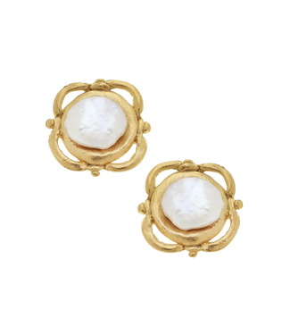 Gold and Pearl Clip Earrings