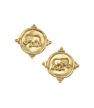 Gold Elephant Pierced Earrings