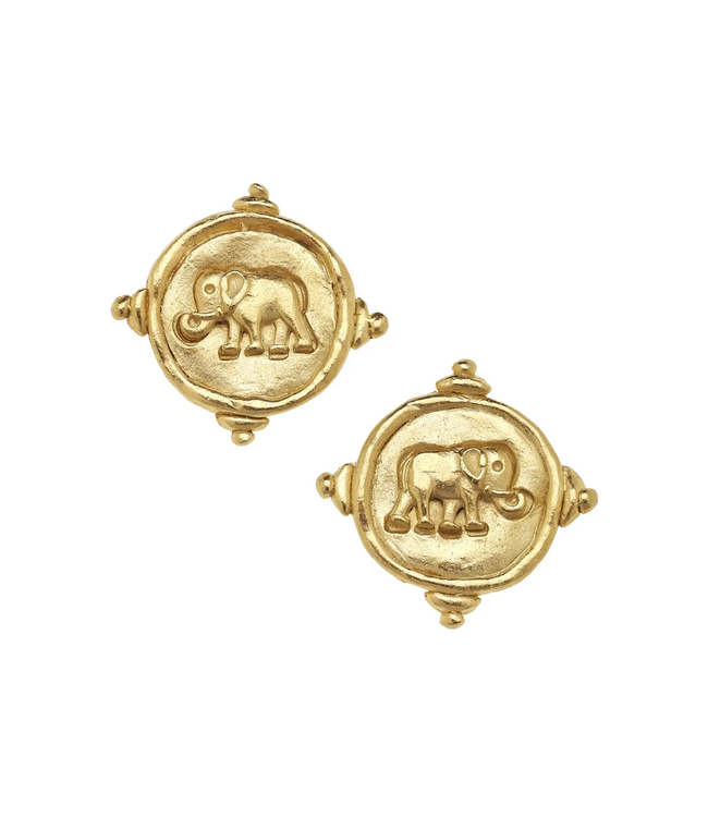 Susan Shaw Gold Elephant Pierced Earrings