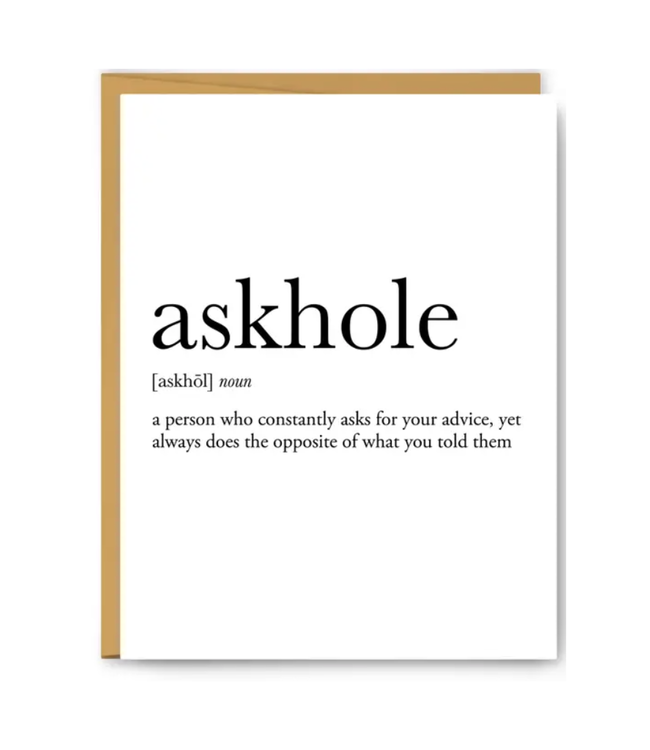 Askhole Definition Card