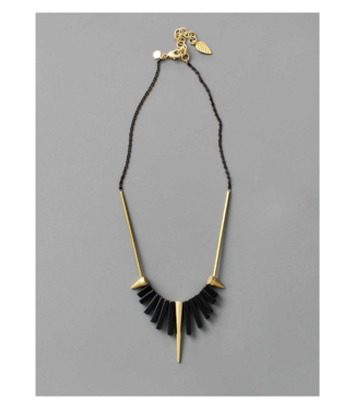 David Aubrey Geometric Black Agate  Spike Necklace David Aubrey Geometric Black Agate  Spike Necklace