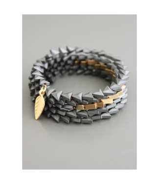 David Aubrey Hermatite and Brass Wrap Bracelet