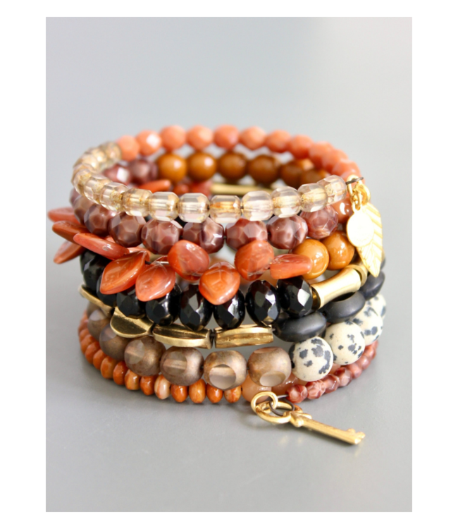 Black Caramel Jasper Wrap Bracelet